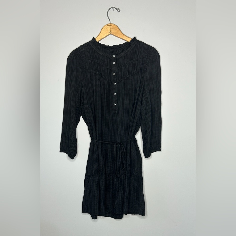 LOFT Black Long Sleeve Dress with Tie Waist Petite Large - Picture 2 of 7